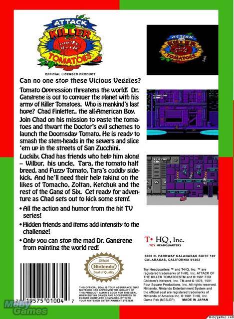 Attack Of The Killer Tomatoes - Nintendo Entertainment System (NES) video game collectible - Main Image 2