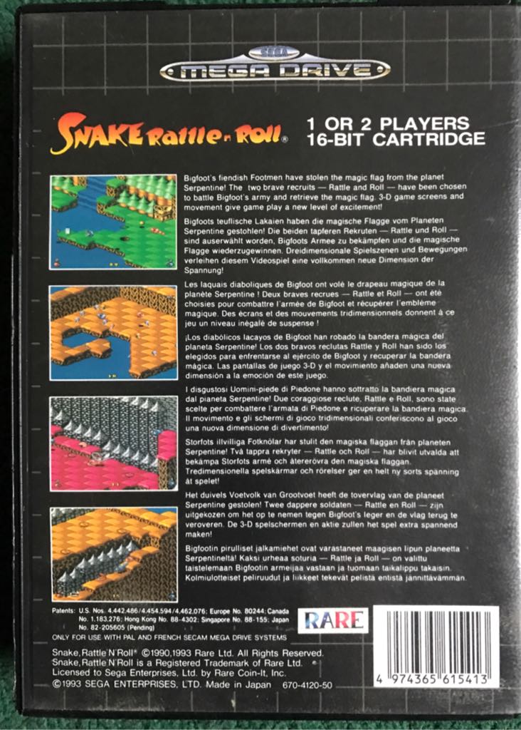 Snake Rattle N Roll (part of Rare Replay) - Sega Mega Drive (Sega - 1-2 Local) video game collectible [Barcode 4974365615413] - Main Image 2