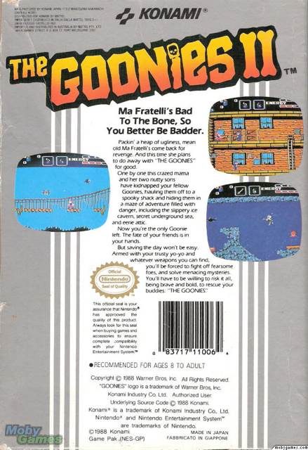 The Goonies II - Nintendo Entertainment System (NES) (Konami) video game collectible - Main Image 2