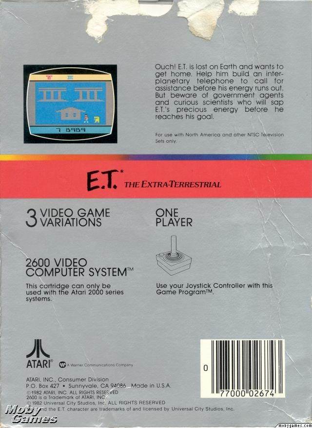 E.T. The Extra-Terrestrial - Atari 2600 (Atari - 1) video game collectible [Barcode 035673009944] - Main Image 2