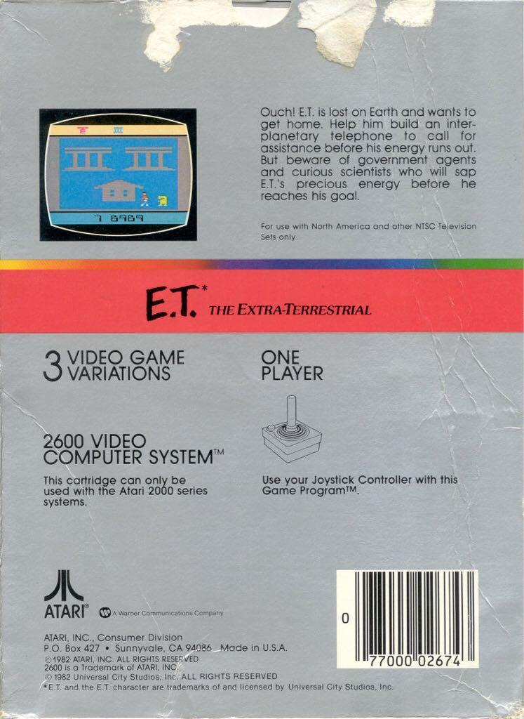 E.T. The Extra-Terrestrial - Atari 2600 (Atari, Inc. - 1) video game collectible - Main Image 2