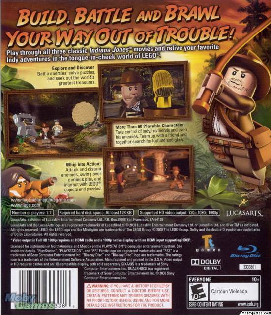 LEGO: Indiana Jones - The Original Adventures - Sony PlayStation 3 (PS3) (LucasArts - 2) video game collectible [Barcode 023272006723] - Main Image 2
