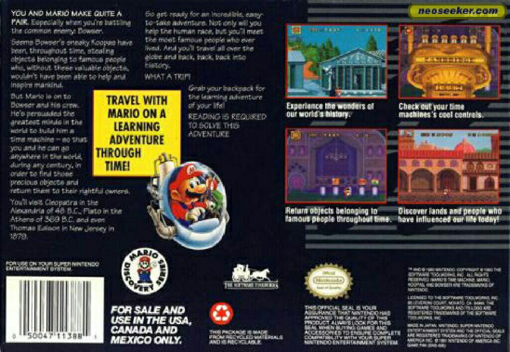 Mario’s Time Machine - Nintendo Super Nintendo Entertainment System (SNES) video game collectible - Main Image 2