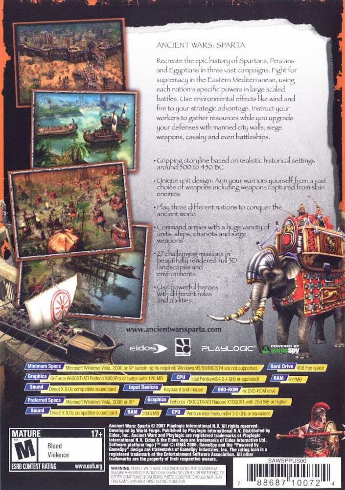 Ancient Wars: Sparta - Microsoft Windows (Playlogic Entertainment - 1-4) video game collectible [Barcode 5021290029637] - Main Image 2