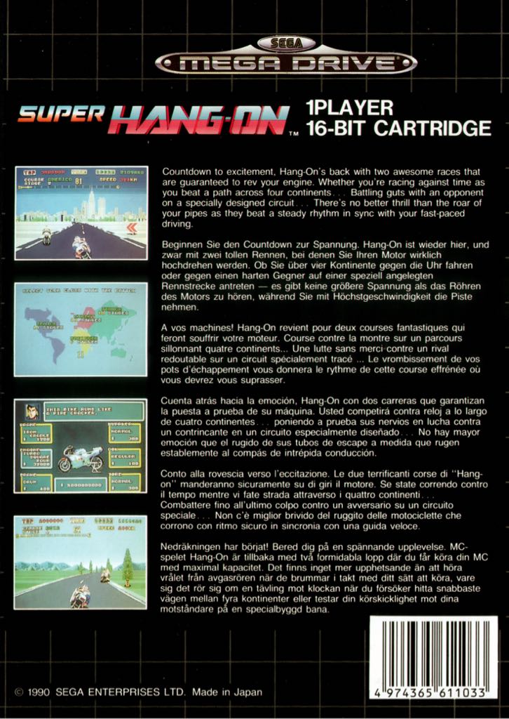 Super Hang-On - Sega Mega Drive (Sega Enterprises, Ltd - 1) video game collectible - Main Image 2