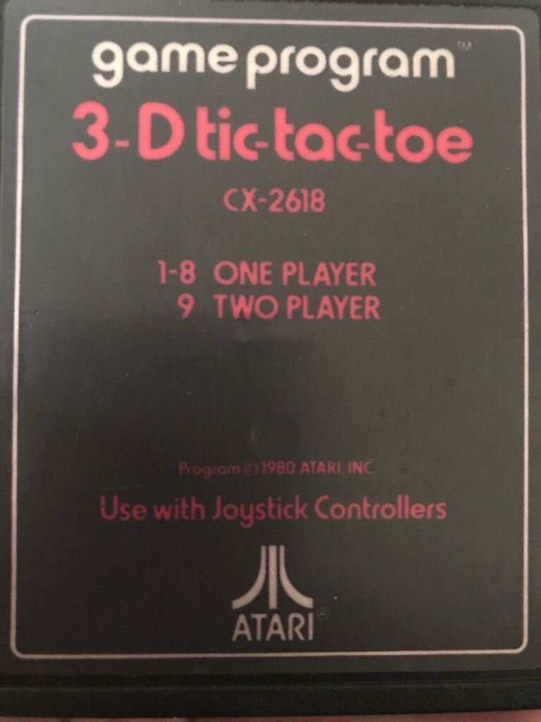 3-D Tic-Tac-Toe - Atari 2600 video game collectible - Main Image 1