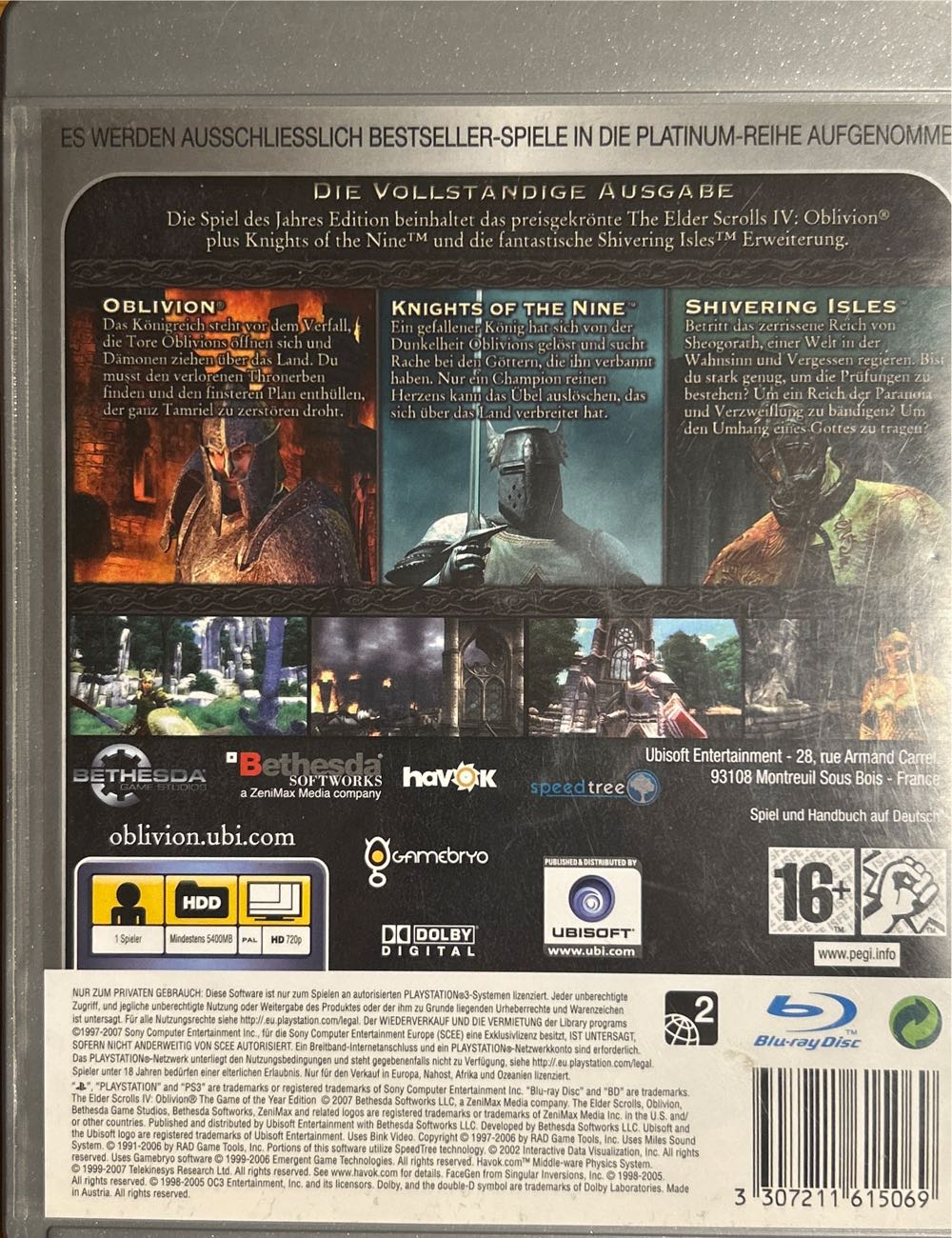 The Elder Scrolls IV: Oblivion GOTY Platinum - Sony PlayStation 3 (PS3) video game collectible [Barcode 3307211615069] - Main Image 2