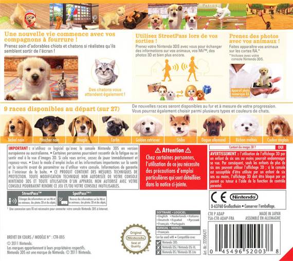 Nintendogs + Cats: Golden Retriever & New Friends - Nintendo 3DS (Nintendo - 1) video game collectible [Barcode 045496741396] - Main Image 2