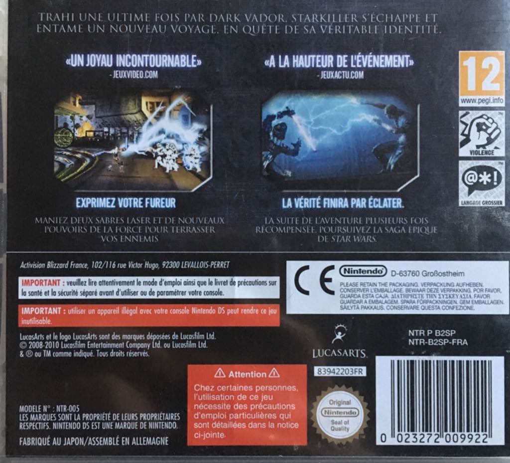 Star Wars: Le Pouvoir de la Force II - Nintendo DS video game collectible [Barcode 023272009922] - Main Image 2