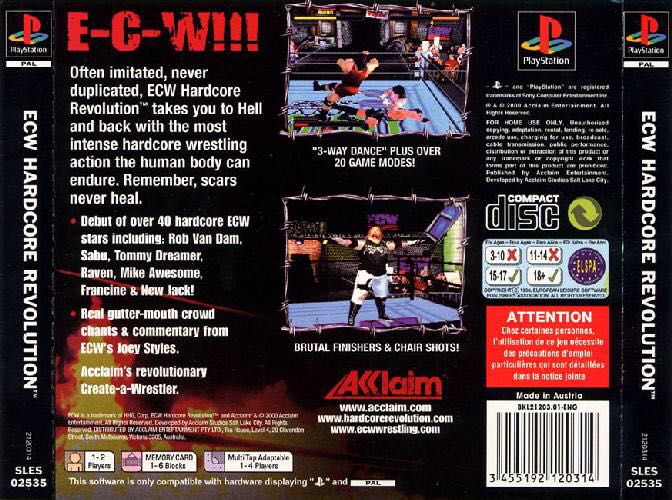 ECW Hardcore Revolution - Sony PlayStation (Acclaim Entertainment - 1-4) video game collectible [Barcode 021481212034] - Main Image 2