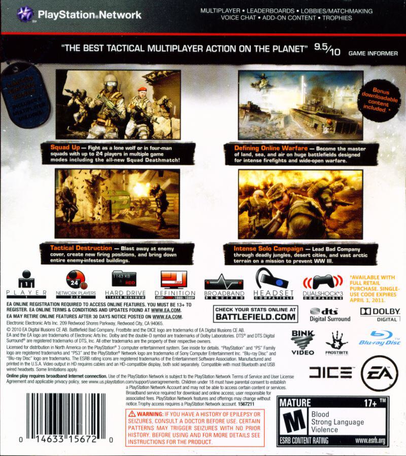 Battlefield : Bad Company 2 - Sony PlayStation 3 (PS3) (1) video game collectible [Barcode 5030934075756] - Main Image 2
