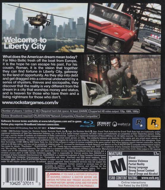 Grand Theft Auto IV - Sony PlayStation 3 (PS3) (Rockstar Games - 1) video game collectible [Barcode 5026555400237] - Main Image 2