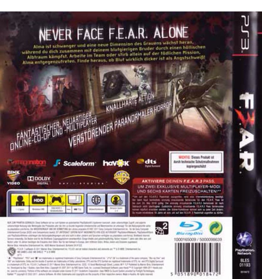 F.E.A.R. 3 - Sony PlayStation 3 (PS3) (WB Games - 2-4) video game collectible [Barcode 5051895042823] - Main Image 2