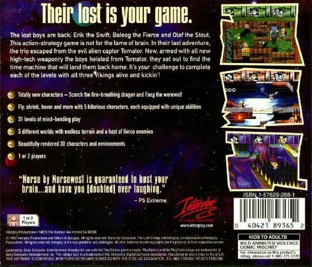 Norse By Norsewest: The Return Of The Lost Vikings - Sony PlayStation (Interplay - Single-Player) video game collectible [Barcode 040421893652] - Main Image 2