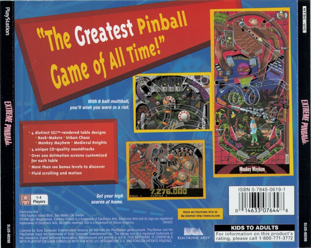 Extreme Pinball - Sony PlayStation ((EA) Electronic Arts) video game collectible - Main Image 2