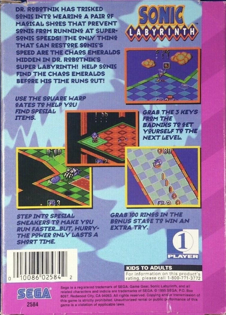 Sonic Labyrinth - Sega Game Gear (Sega - 1) video game collectible - Main Image 2