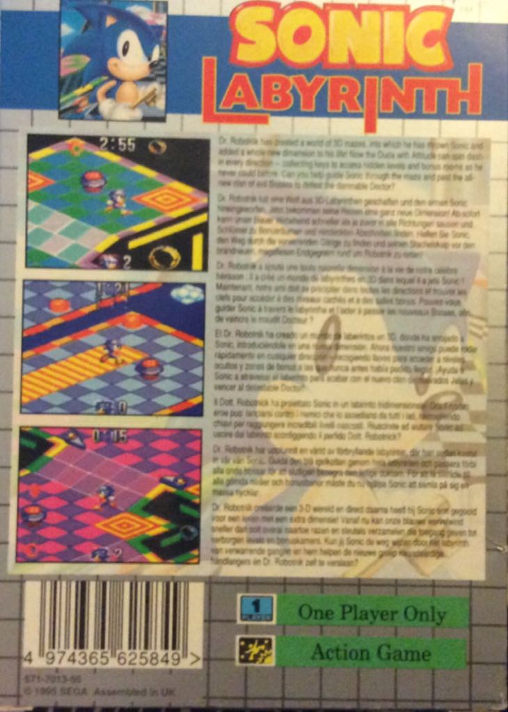 Sonic Labyrinth - Sega Game Gear video game collectible - Main Image 2