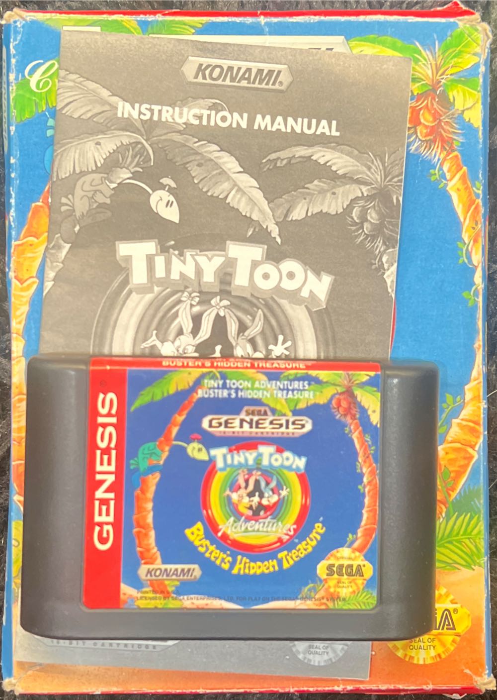 Tiny Toon Adventures: Buster’s Hidden Treasure(Majesco Re-release) - Sega Genesis (Mega Drive) (Konami - 1) video game collectible [Barcode 096427011507] - Main Image 4