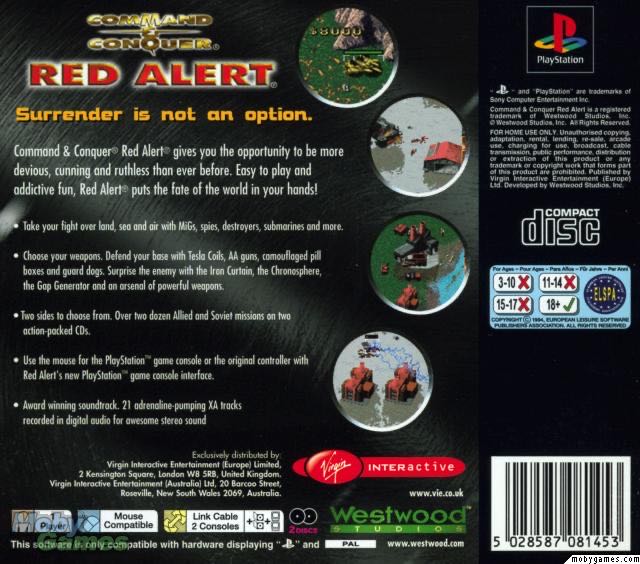 Command And Conquer: Red Alert - Sony PlayStation (Westwood Studios - 1) video game collectible [Barcode 5028587081453] - Main Image 2