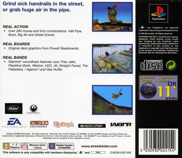 Street Skater - Sony PlayStation (Electronic Arts - 2) video game collectible [Barcode 5030935019933] - Main Image 2