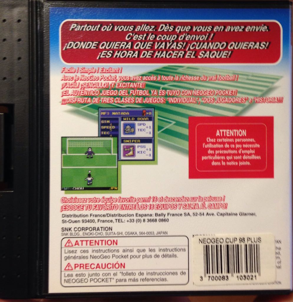 Neogeo Cup 98 Plus Color - SNK Neo Geo Pocket Color (SNK - 2) video game collectible [Barcode 3700038103021] - Main Image 2