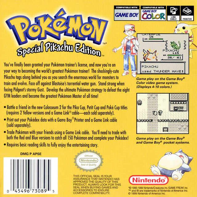 Pokémon: Yellow Version - Special Pikachu Edition - Nintendo Game Boy (Nintendo - 1) video game collectible - Main Image 2