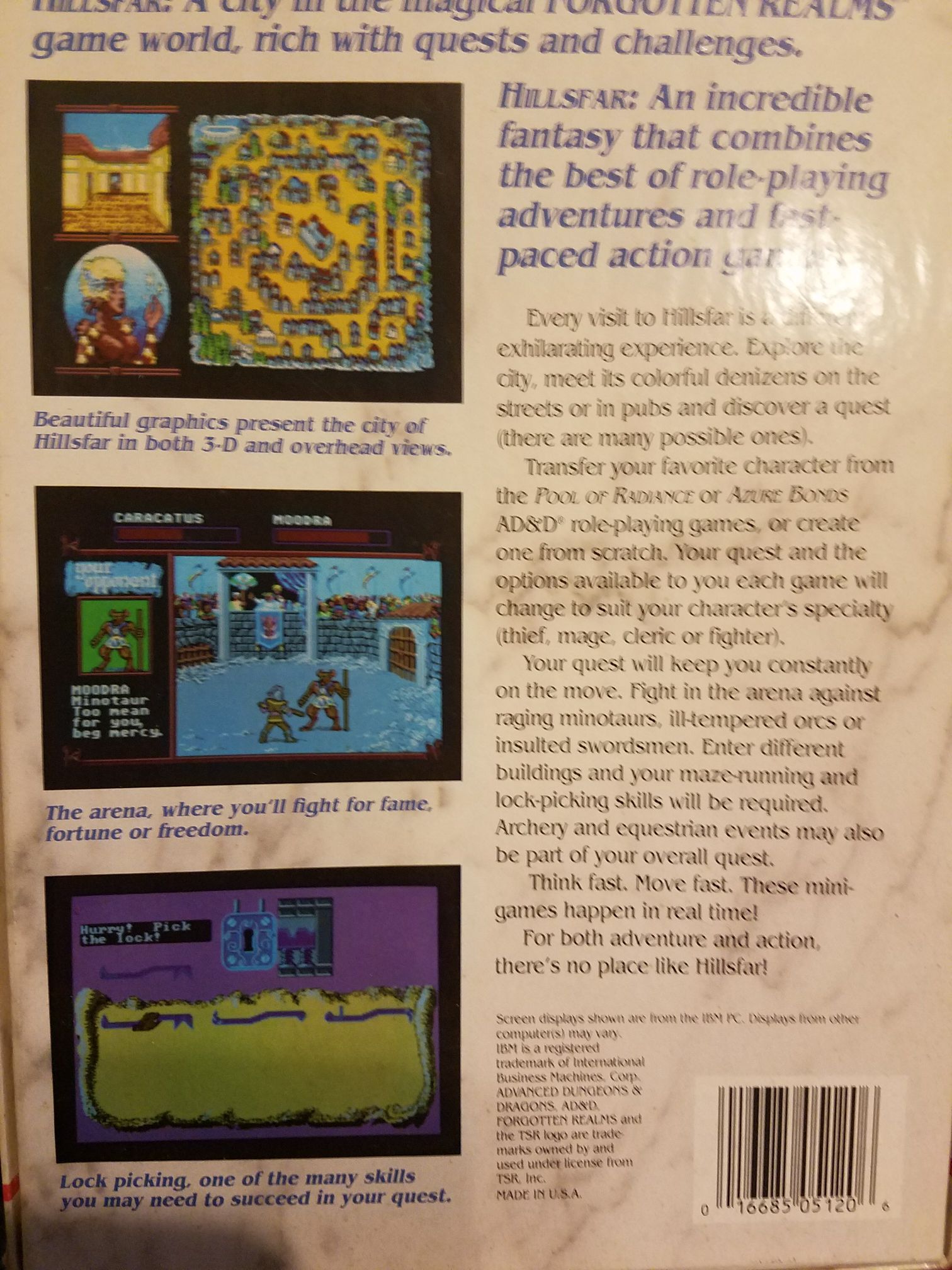 Advanced Dungeons & Dragons: Hillsfar - Commodore 64 (Strategic Simulations Inc.) video game collectible [Barcode 016685051206] - Main Image 2