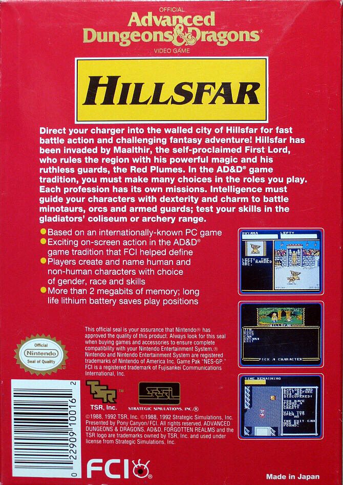 Advanced Dungeons & Dragons: Hillsfar - Nintendo Entertainment System (NES) (FCI) video game collectible - Main Image 2