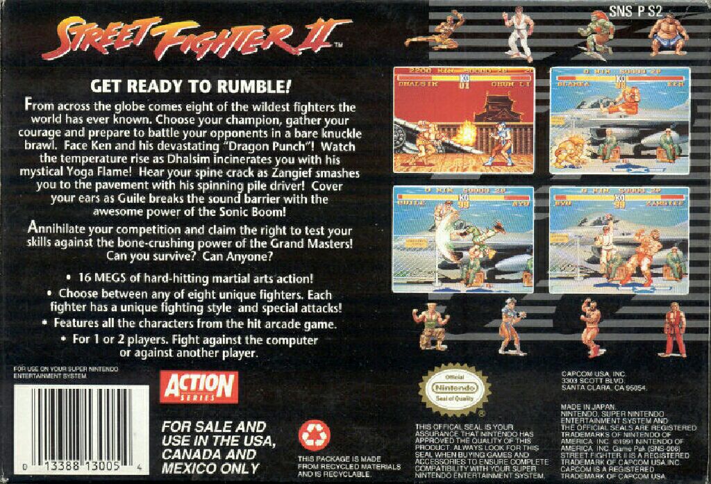 Street Fighter II: The World Warrior - Nintendo Super Nintendo Entertainment System (SNES) (Capcom - 2) video game collectible - Main Image 2