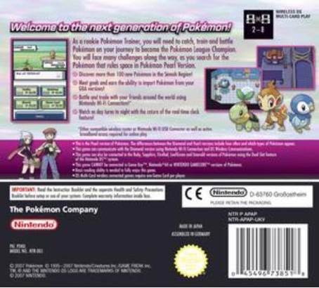 Pokemon: Pearl Version - Nintendo DS video game collectible - Main Image 2