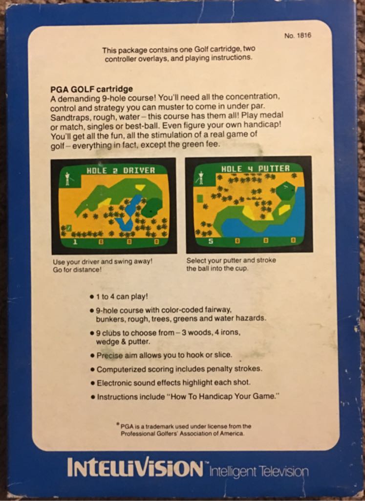PGA Golf - Intellivision (Mattel Electronics) video game collectible - Main Image 2