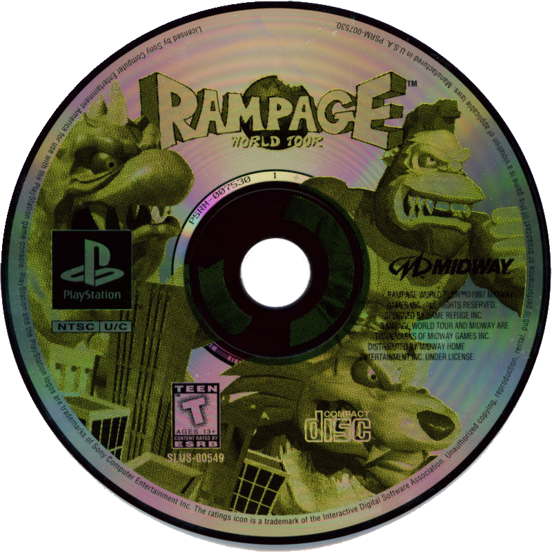 Rampage: World Tour - Sony PlayStation (Midway - 2) video game collectible [Barcode 031719267101] - Main Image 3