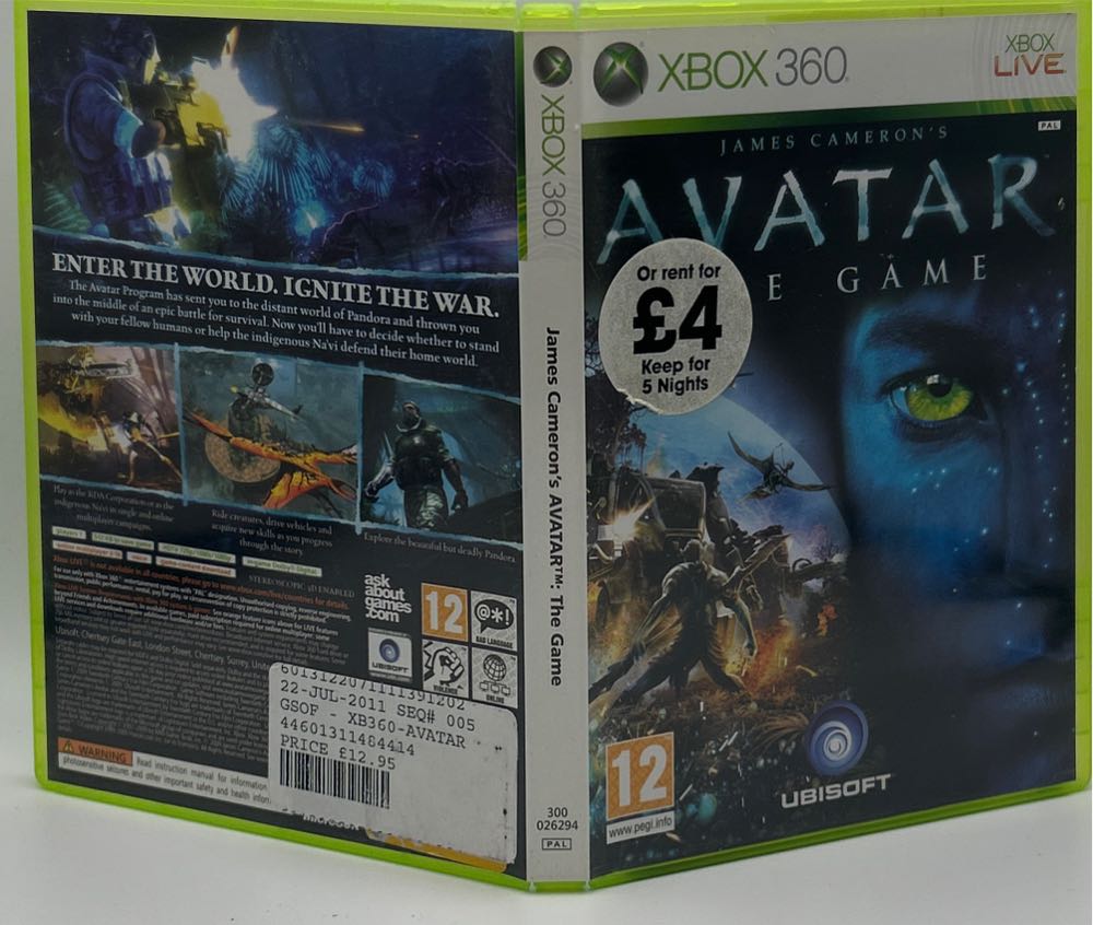 Avatar: The Game (James Cameron’s) - Microsoft Xbox 360 (Ubisoft - 1) video game collectible [Barcode 3307211679221] - Main Image 3
