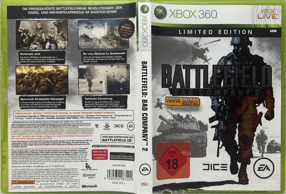 Battelfield Bad Company 2 - Microsoft Xbox 360 (Electronic Arts/EA Games - 25) video game collectible [Barcode 5030932087294] - Main Image 3