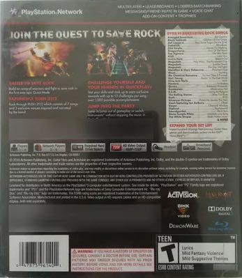 Guitar Hero: Warriors of Rock - Sony PlayStation 3 (PS3) (Activision - 1-4) video game collectible [Barcode 2040217087737] - Main Image 2