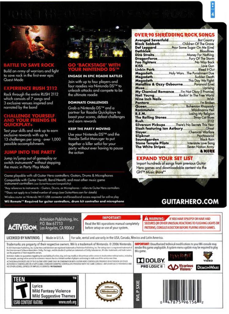 Guitar Hero: Warriors Of Rock - Nintendo Wii video game collectible - Main Image 2