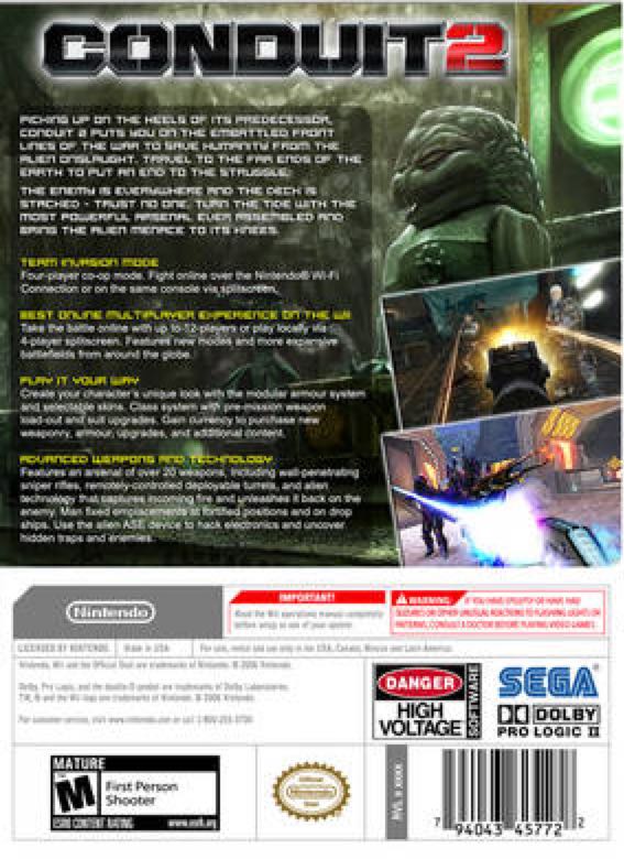 The Conduit 2 - Nintendo Wii (Sega - 1-4) video game collectible [Barcode 5055277007905] - Main Image 2