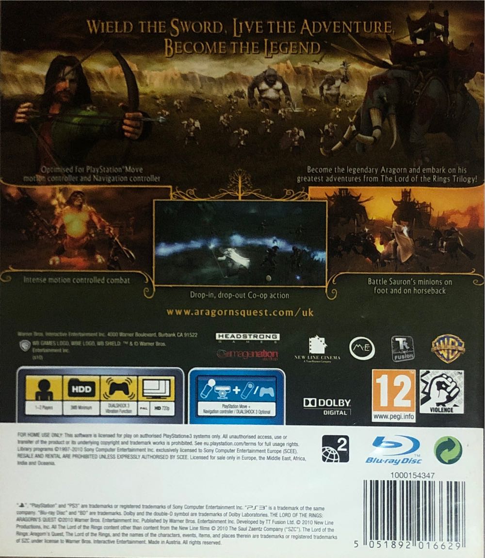 The Lord Of The Rings: Aragorns Quest - Sony PlayStation 3 (PS3) (Warner Bros. Interactive Games - 2) video game collectible [Barcode 5051892016629] - Main Image 2