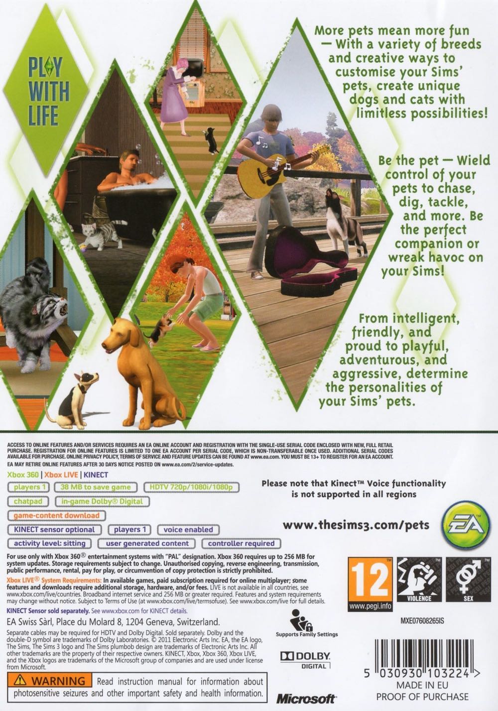 The Sims 3 Pets - Microsoft Xbox 360 (Electronic Arts - 1) video game collectible [Barcode 5030930103224] - Main Image 2