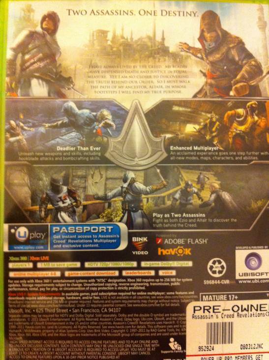 Assassin’s Creed Revelations - Microsoft Xbox 360 video game collectible - Main Image 2