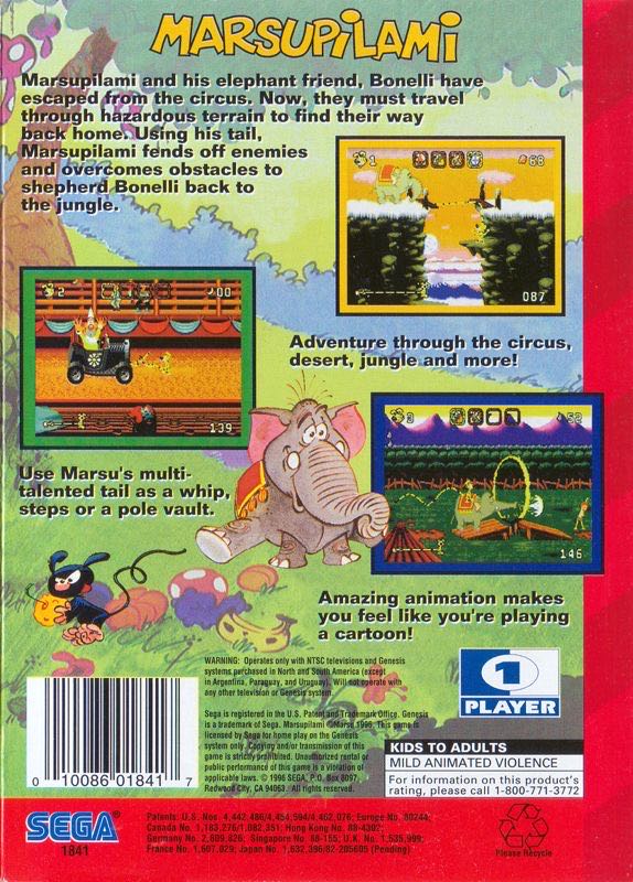 Marsupilami - Sega Genesis (Mega Drive) (Sega - 1) video game collectible [Barcode 010086018417] - Main Image 2