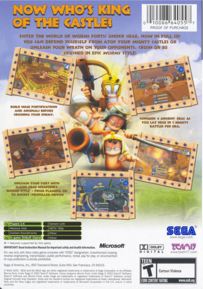 Worms Forts: Under Siege - Microsoft Xbox (Sega - 4) video game collectible [Barcode 03860151] - Main Image 2