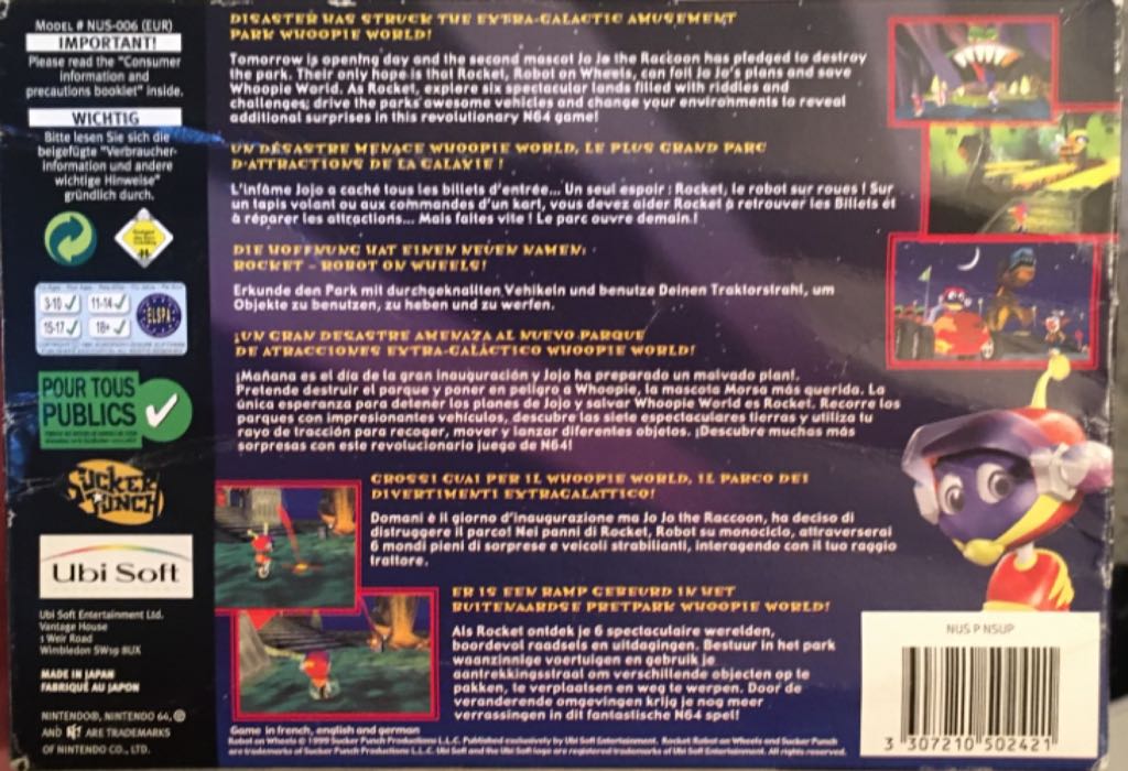 Rocket Robot On Wheels - Nintendo 64 (N64) (Ubisoft - 1) video game collectible [Barcode 3307210502421] - Main Image 2