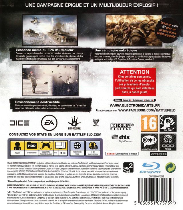 Battlefield - Bad Company 2 - Sony PlayStation 3 (PS3) video game collectible - Main Image 2
