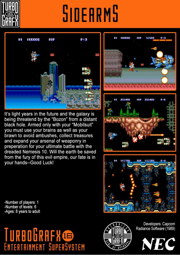 Sidearms - NEC TurboGrafx-16 (NEC - 1) video game collectible [Barcode 4988041700041] - Main Image 2