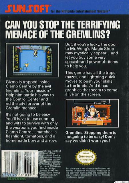 Gremlins 2: The New Batch - Nintendo Entertainment System (NES) (SunSoft - 1) video game collectible [Barcode 020763110143] - Main Image 2