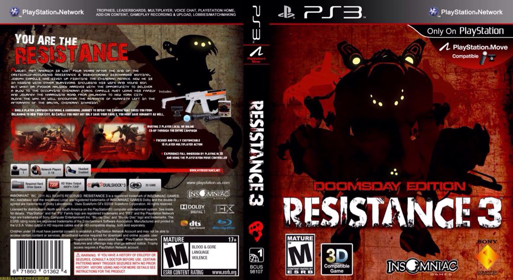 Resistance 3 - Sony PlayStation 3 (PS3) (Sony Entertainment) video game collectible - Main Image 2
