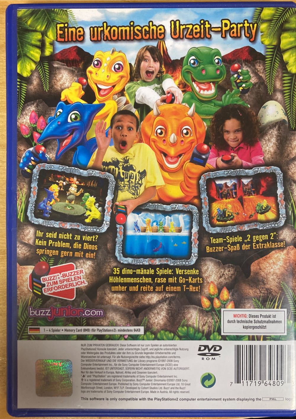 Buzz Junior Dino Mania - Sony PlayStation 2 (PS2) (1-4) video game collectible [Barcode 711719648093] - Main Image 2
