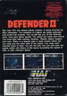 Defender II - Nintendo Entertainment System (NES) (HAL America, Inc. - 1) video game collectible [Barcode 040458200034] - Main Image 2