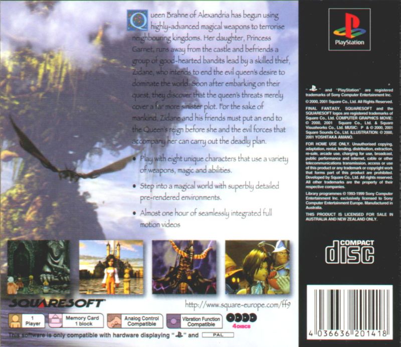 Final Fantasy IX - Sony PlayStation (SquareSoft - 1) video game collectible [Barcode 4036636201418] - Main Image 2